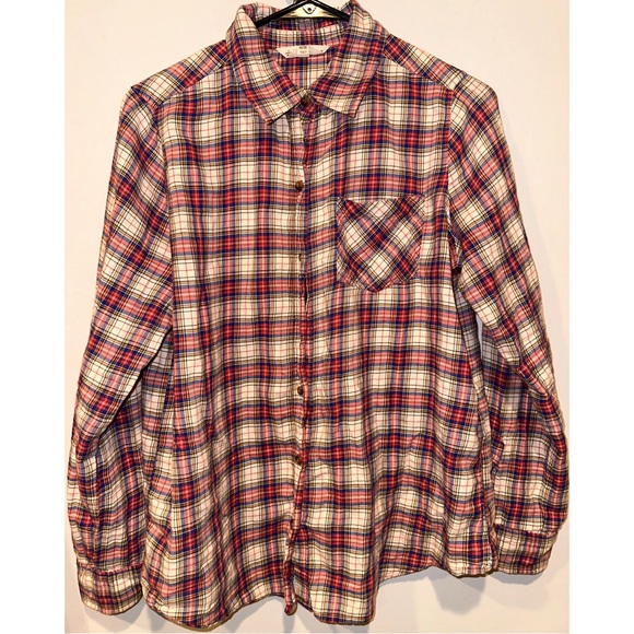 I Love H81 Pink Plaid Flannel Long Sleeved Buttoned Down Shirt - Picture 9 of 16